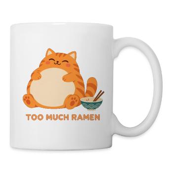 Zu Viel Ramen Lustige Gamer Katze Anime Kawaii - Tasse - Weiß - Rechts