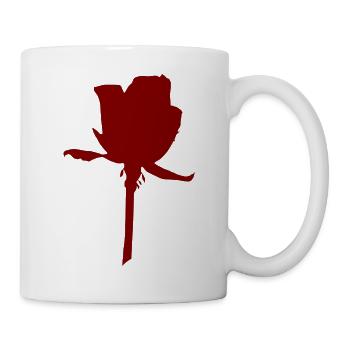 Rote Rosen-Silhouette auf Stiel - Tasse - Weiß - Rechts