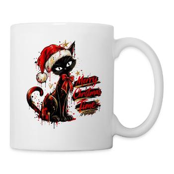 Cute Black Cat Christmas – Merry Christmas Time - Tasse - Weiß - Rechts