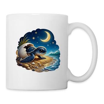 Kleine Schildkröte Baby Meer Strand Kinder T-Shirt - Tasse - Weiß - Rechts