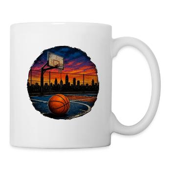 Streetball Court Vintage Basketball Skyline Shirt - Tasse - Weiß - Rechts