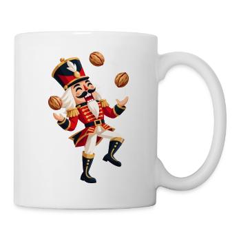 Fröhlicher Nussknacker jongliert mit Walnüssen  - Tasse - Weiß - Rechts