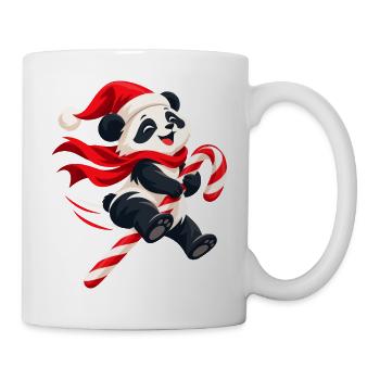 Weihnachtlicher Panda mit Zuckerstange - Tasse - Weiß - Rechts