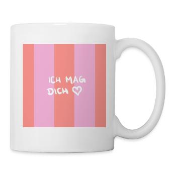 Ich mag dich - rosa Streifen - Tasse - Weiß - Rechts
