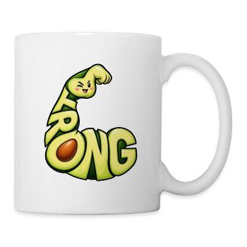 Strong – Starkes Avocado Fitness Kraft Motiv - Tasse - Weiß - Rechts