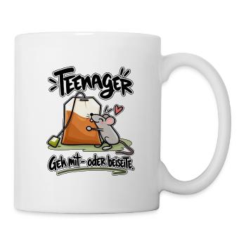 Teenager – Lustige Maus mit Teebeutel Spruch - Tasse - Weiß - Rechts
