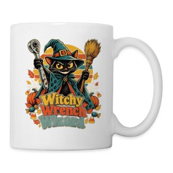 Halloween Hexenkatze Mechaniker Wizard - Tasse - Weiß - Rechts