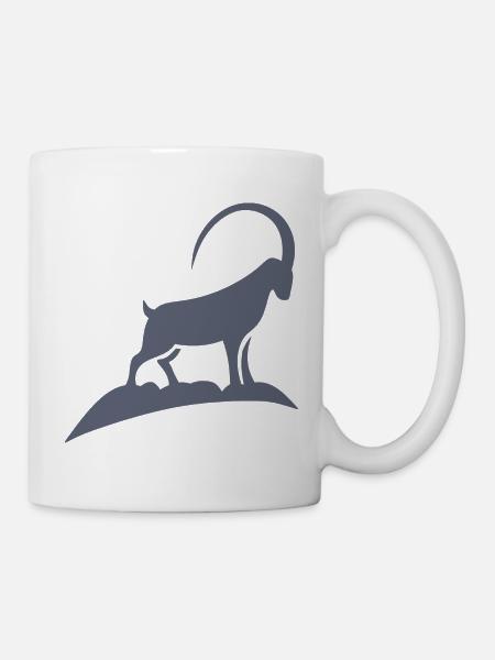 Steinbock Silhouette auf Felsen - Tasse - Weiß
