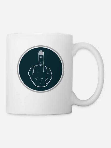 Mittelfinger Zeichen - Tasse - Weiß