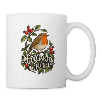 Rotkehlchen Mein Garten Hat Flügel - Tasse - Weiß - Rechts