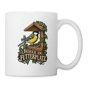 Kohlmeise - Besuch am Futterplatz Vogel - Tasse - Weiß - Rechts