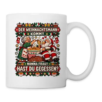Nonna fragt den Weihnachtsmann: Hast du gegessen? - Tasse - Weiß - Rechts