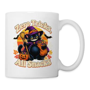 Halloween Hexenkatze Zero Tricks Snacks - Tasse - Weiß - Rechts