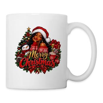 Glamouröses Weihnachten: Frauen und festliche Dekoration - Tasse - Weiß - Rechts