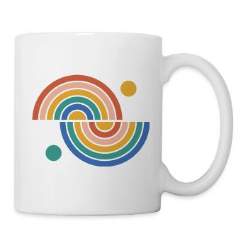 Zwei Regenbogen aus Halbkreisen im Retro-Look - Tasse - Weiß - Rechts