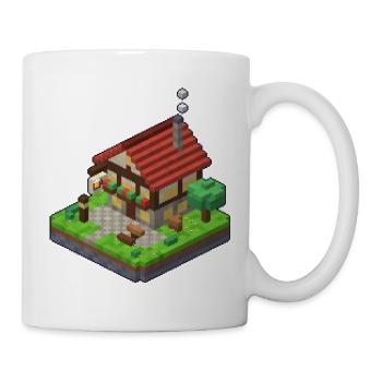 Taverne als 3D Pixel Art mit Bierkrug Schild - Tasse - Weiß - Rechts