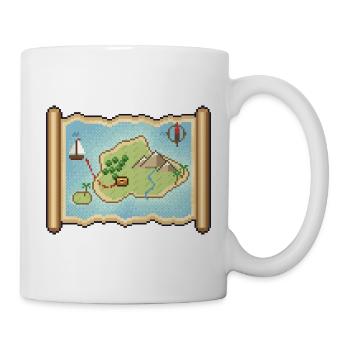 Pixel Art Schatzkarte mit verstecktem Schatz - Tasse - Weiß - Rechts