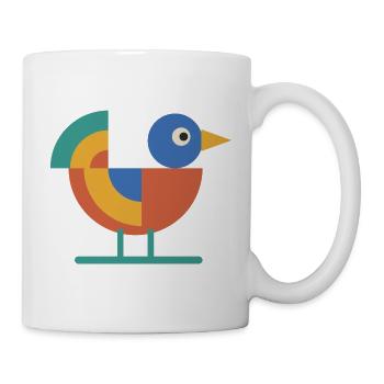 Geometrischer Vogel aus Kreisen und Viertelkreisen - Tasse - Weiß - Rechts