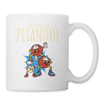 Echte Helden spielen Boule – Pétanque Comic - Tasse - Weiß - Rechts