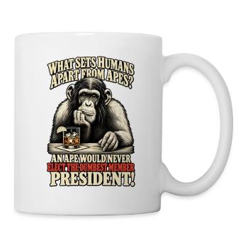 Affe gegen Präsident Satire Tee - Tasse - Weiß - Rechts