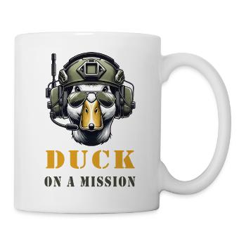 Coole Ente mit Militärhelm Duck on a Mission - Tasse - Weiß - Rechts