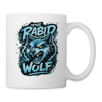 Wütender Wolf in Blau mit gelben Augen - Tasse - Weiß - Rechts