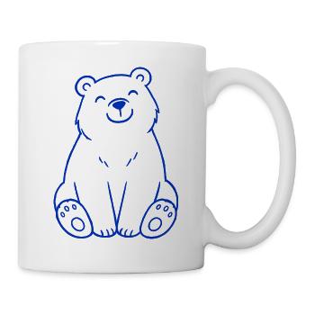 Blauer Bär Linienbild - Tasse - Weiß - Rechts