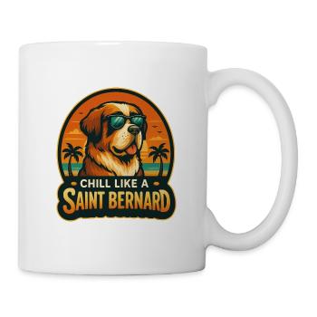 Bernhardiner mit Sonnenbrille im Retrolook - Tasse - Weiß - Rechts