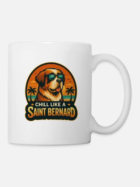 Bernhardiner mit Sonnenbrille im Retrolook - Tasse - Weiß