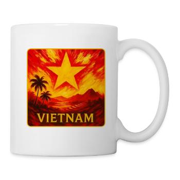 Vietnam mit gelbem Stern und Reisterrassen - Tasse - Weiß - Rechts