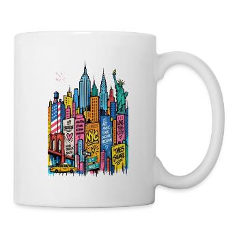 NYC Rainbow Cityscape StreetArt - Tasse - Weiß - Rechts