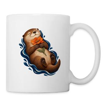 Kontemplativer Otter mit Orangenblume - Tasse - Weiß - Rechts
