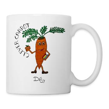 CleverCarrot – schlaue Karotte mit Büchern - Tasse - Weiß - Rechts