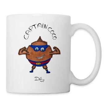 CaptainCoco – Kokosnuss-Superheld mit Maske - Tasse - Weiß - Rechts