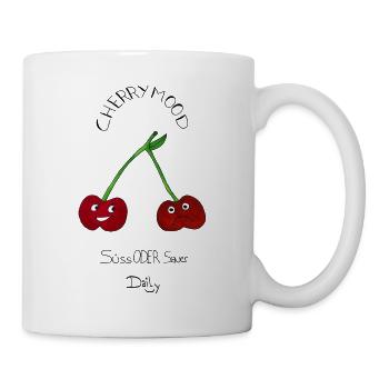 CherryMood – Kirschen, süß oder sauer - Tasse - Weiß - Rechts