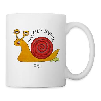 SnoozySnail – müde Schnecke für Morgenmuffel - Tasse - Weiß - Rechts