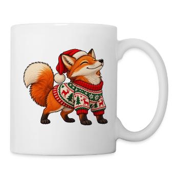 Weihnachtsfuchs – Süßer Fuchs im Winterpullover - Tasse - Weiß - Rechts