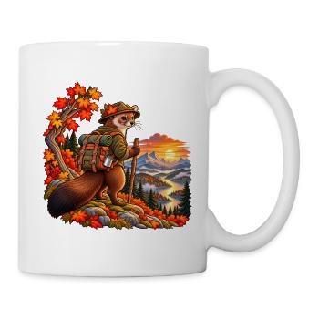 Marder auf Herbstwanderung – Natur und Outdoor - Tasse - Weiß - Rechts