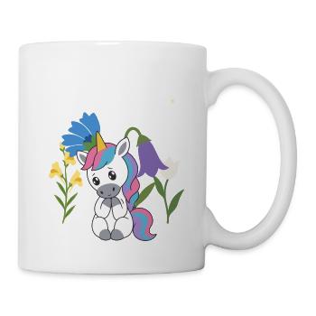 Einhorn Blumen Kinder märchenhaft Kornblume - Tasse - Weiß - Rechts