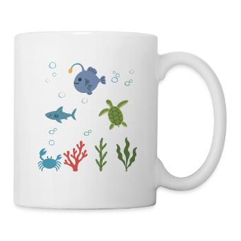 Seeteufel Unterwasser Kinder Hai Meeresschildkröte - Tasse - Weiß - Rechts
