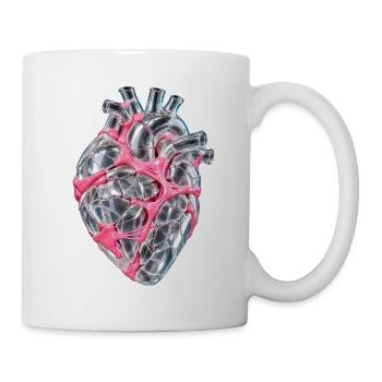 Zerbrochenes Glasherz mit rosa Kaugummi repariert - Tasse - Weiß - Rechts