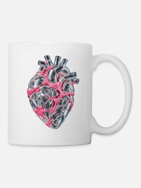 Zerbrochenes Glasherz mit rosa Kaugummi repariert - Tasse - Weiß