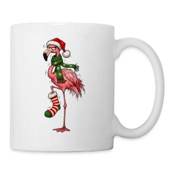 Mürrischer und kühler Weihnachtsflamingo - Tasse - Weiß - Rechts