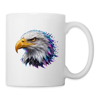 Digitaler Goldadler – Neon-Porträt - Tasse - Weiß - Rechts