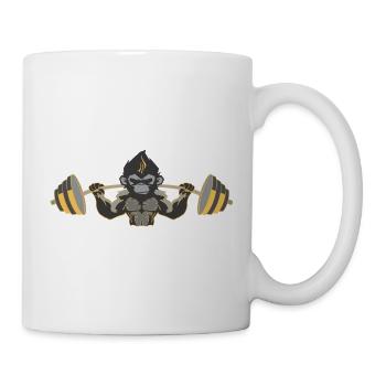 Gympanse Gorilla Affe Hantel Fitness Kraftsport - Tasse - Weiß - Rechts