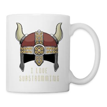 I Love Surströmming Wikinger Helm Schweden Hering - Tasse - Weiß - Rechts