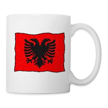 Albanische Flagge im Wind – Handgezeichnet - Tasse - Weiß - Rechts