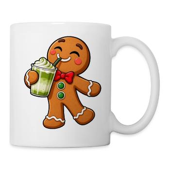 Lebkuchenmann mit Matcha Latte – Süße Weihnachtsze - Tasse - Weiß - Rechts