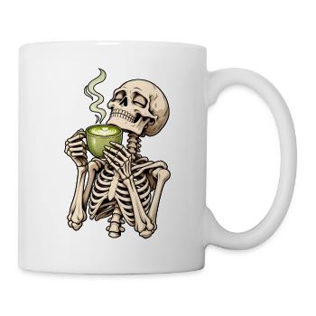 Halloween Skelett mit Matcha Latte – Spooky Tea Ti - Tasse - Weiß - Rechts