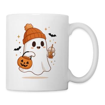 Halloween-Shirts für Frauen Pumpkin Ghost - Tasse - Weiß - Rechts